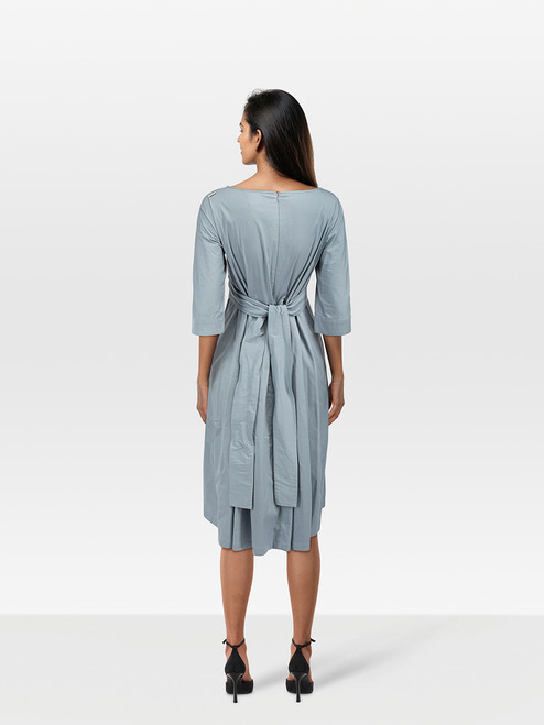 Max Mara 'S Max Mara Blue Bow Tie Midi Dress