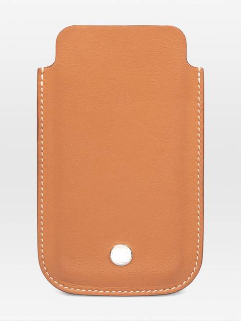 Hermès Brown Leather Button Detail Cardholder