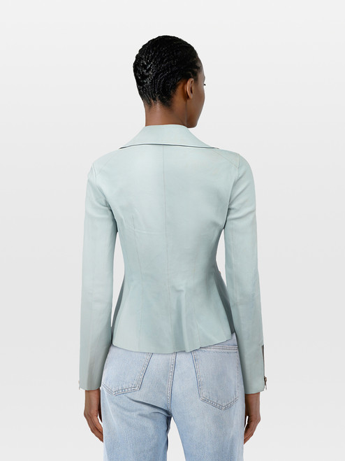 Dior Light Blue Leather Biker Jacket