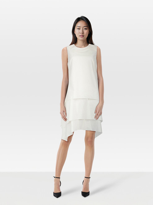 Brunello Cucinelli White Layered Sleeveless Dress