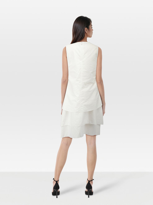 Brunello Cucinelli White Layered Sleeveless Dress