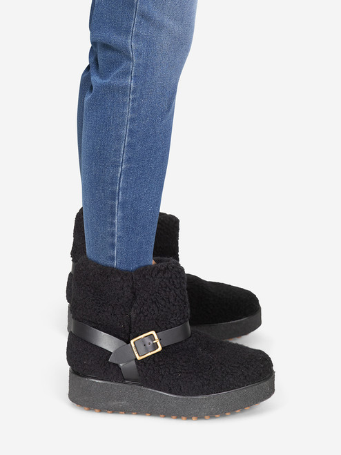 Tod's Black Faux Shearling Ankle Boots