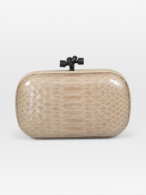 Bottega Veneta Grey Python Knot Clutch