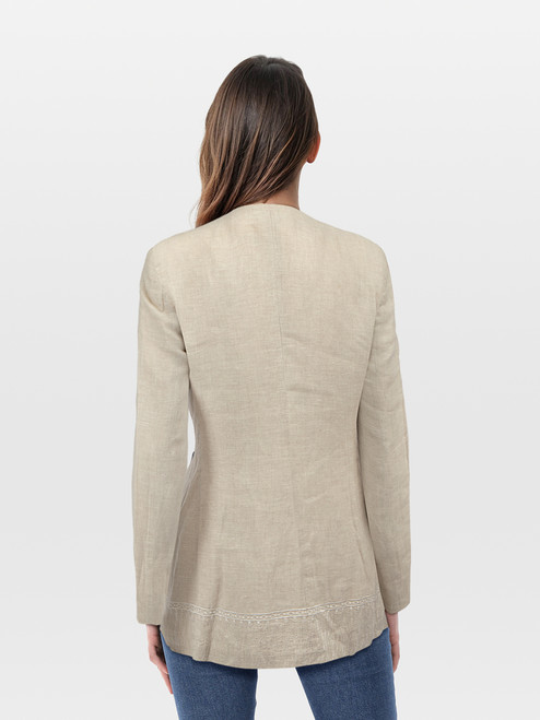 Emporio Armani Beige Double Breasted Buttoned Blazer