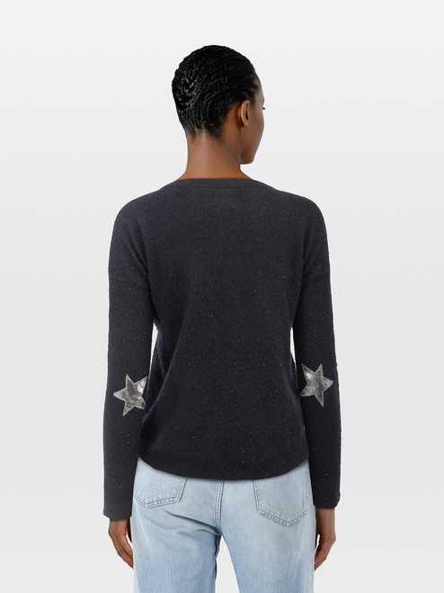 Zadig & Voltaire Navy Cashmere Star Patch Jumper