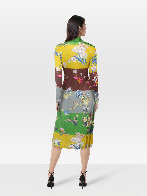 Etro Midi Floral Print Long Sleeve Dress