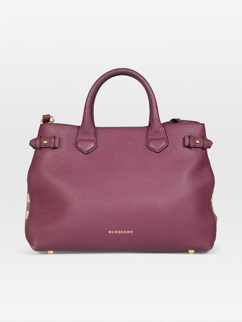 Burberry Burgundy Leather Banner Handbag