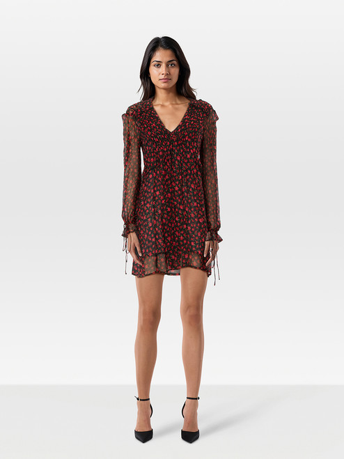 The Kooples Rose Print Silk Dress