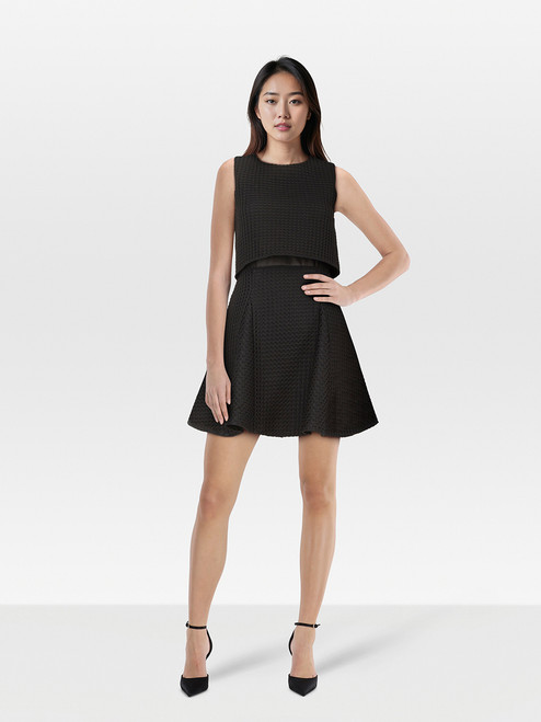 Maje Black Layered Detail Mini Dress
