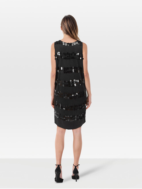 Nicole Farhi Black Silk Sequin Knee Length Dress