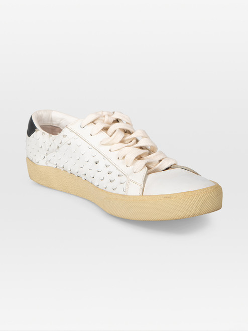 Saint Laurent White Leather Perforated Trainers