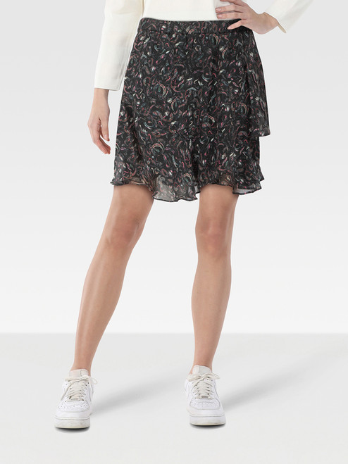 Iro Feather Print Mini Skirt