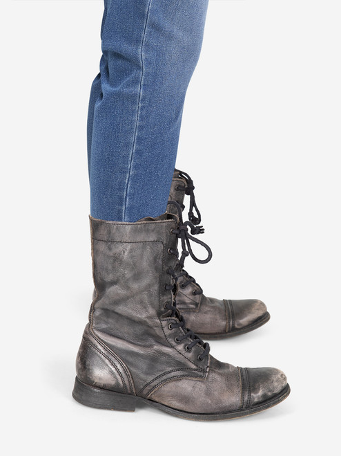 All Saints Black Leather Distressed Lace Up Boots