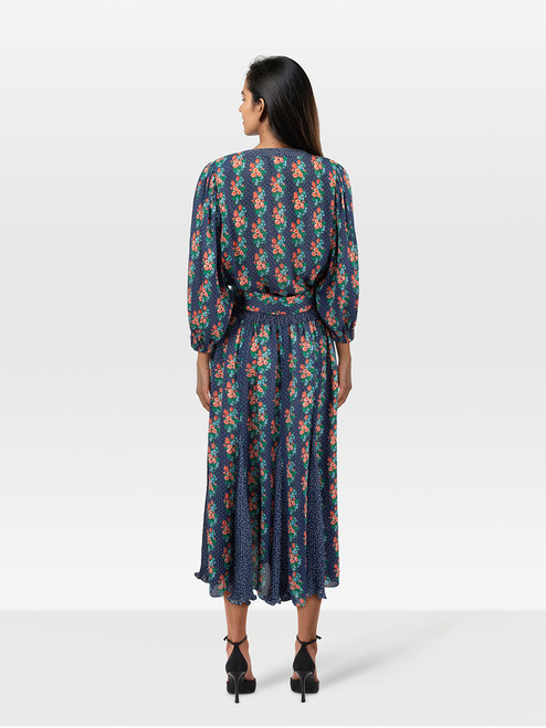 Diane Freis Maxi Floral Print Long Sleeve Dress