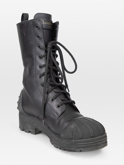 Dior Black Leather Combat Lace Boots