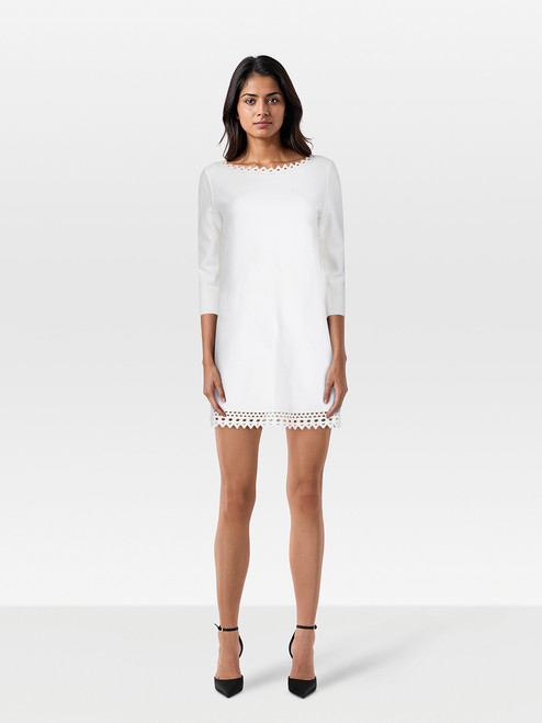 Alaïa White Zig Zag Trim Mini Dress