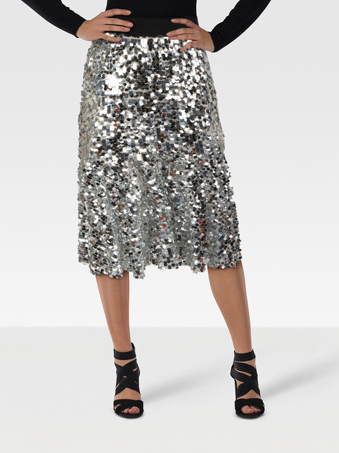Dolce & Gabbana Silver Sequinned Midi Skirt