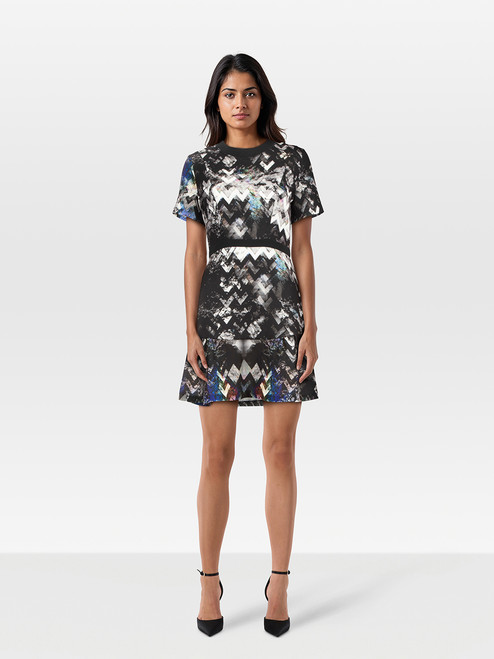 Sandro Abstract Pattern Flared Mini Dress