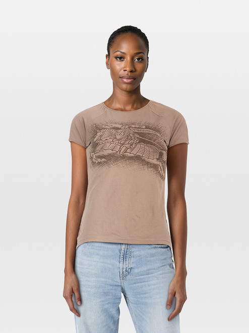 Burberry Brown Equestrian Knight Print Top