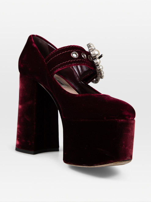 Miu Miu Burgundy Velvet Platform Heels Miu Miu Burgundy Velvet Platform Heels