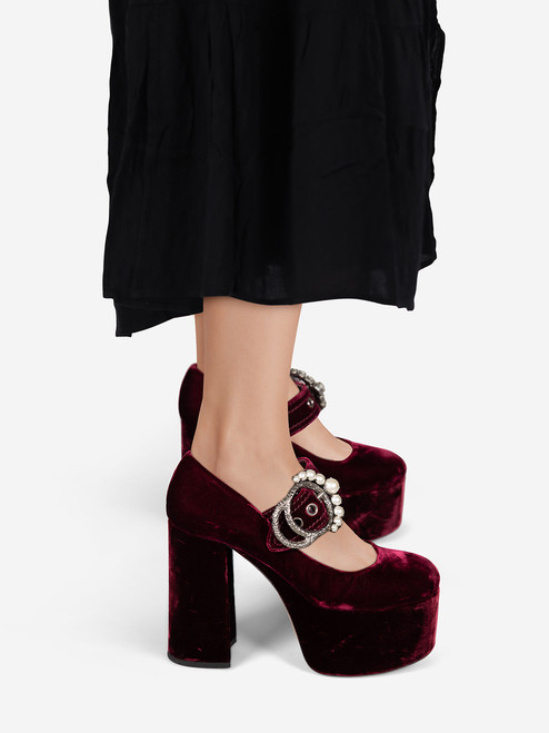 Miu Miu Burgundy Velvet Platform Heels Miu Miu Burgundy Velvet Platform Heels