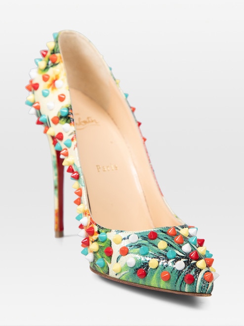 Christian Louboutin Studded Floral Point Toe Pumps Christian Louboutin Studded Floral Point Toe Pumps