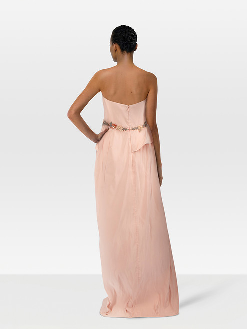 Marchesa Notte Pink Strapless Beaded Detail Gown