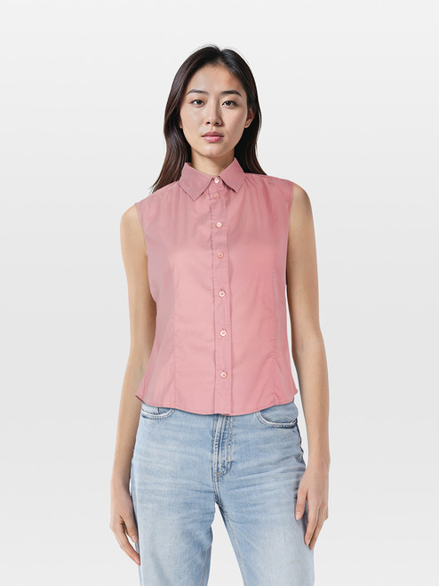 Prada Pink Button Up Sleeveless Blouse
