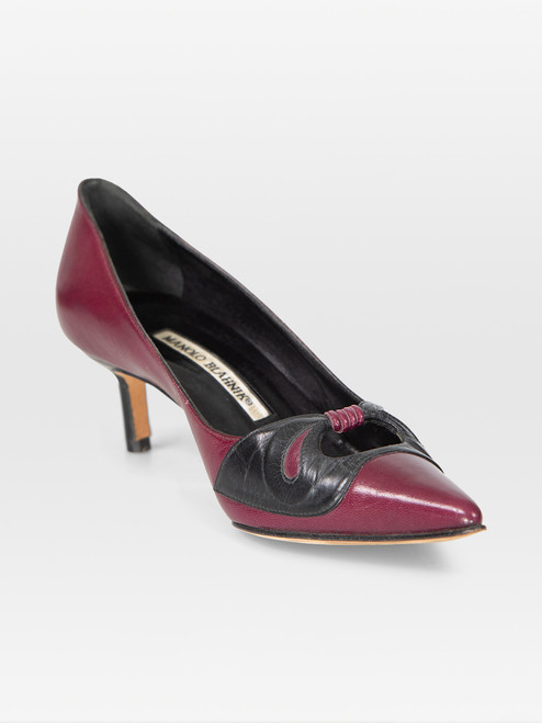 Manolo Blahnik Burgundy Leather Pumps