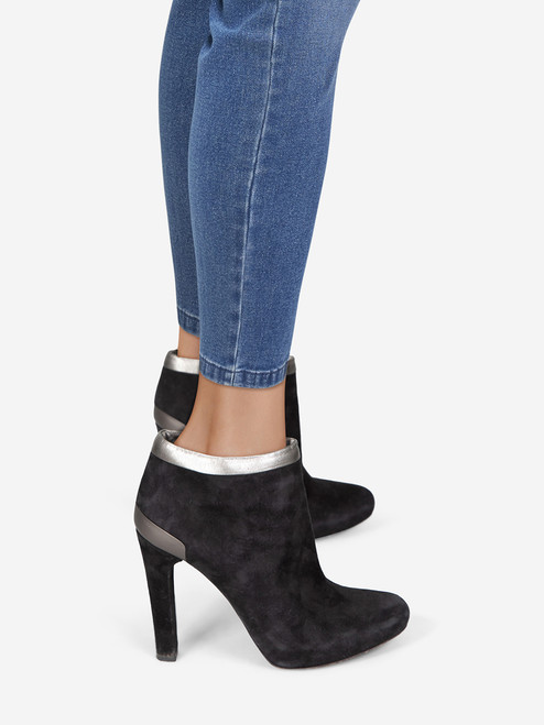 Fendi Black Suede & Metallic Trim Boots