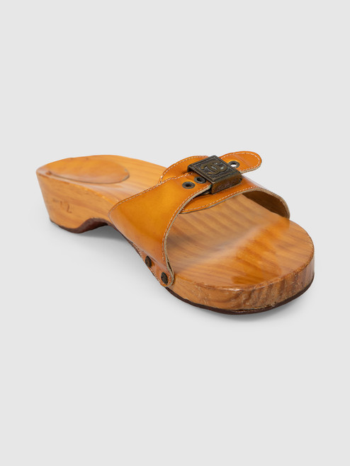 Chanel Chanel Sport Vintage Yellow Patent Wooden Slides