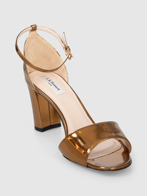 LK Bennett Gold Patent Leather Sandals
