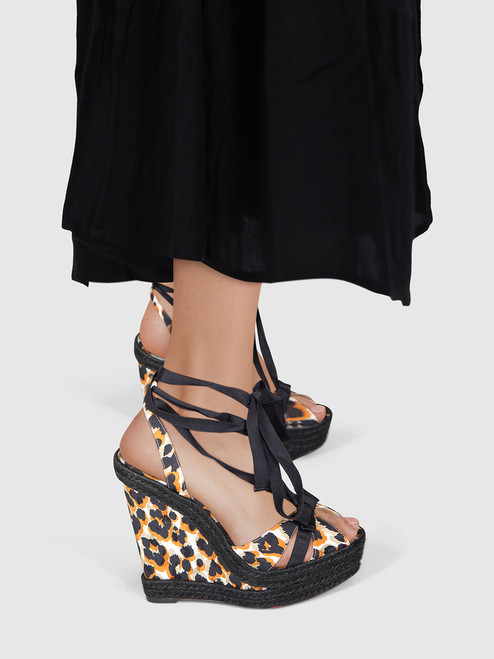 Christian Louboutin Isabelle Leopard Wedge Sandals