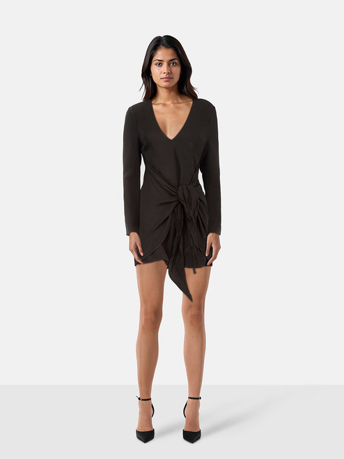 Shona Joy Black Front Tie Mini Dress