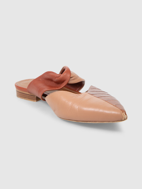 Malone Souliers Leather Croc Embossed Mules