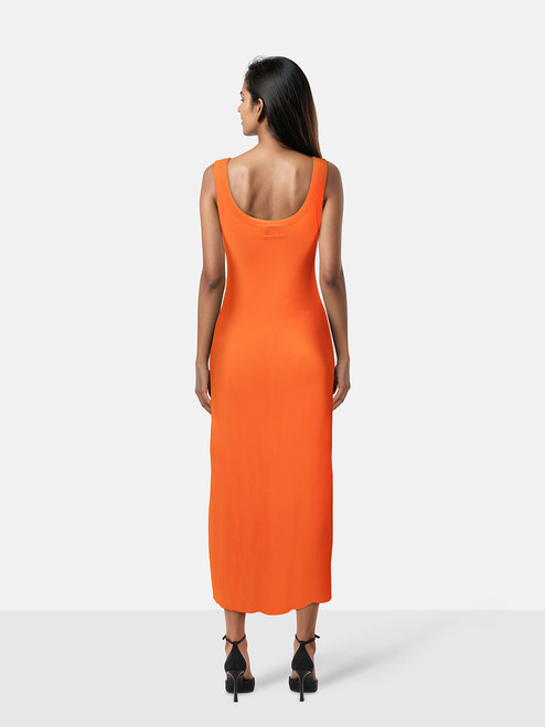 Jean Paul Gaultier Orange Sheer Midi Dress