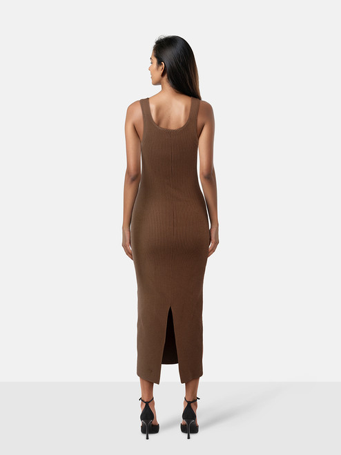 Totême Brown Curved Compact Knit Dress
