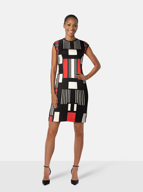 Alexander McQueen Abstract Silk Knee Length Knit Dress