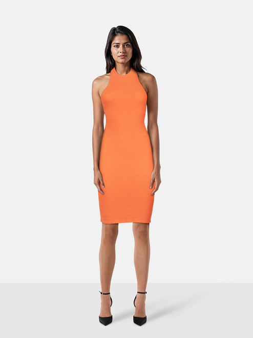 Hunza G Orange Bodycon Crinkle Dress
