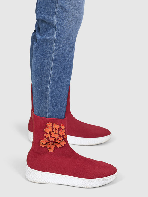 Bottega Veneta Burgundy Butterfly Sock Trainers