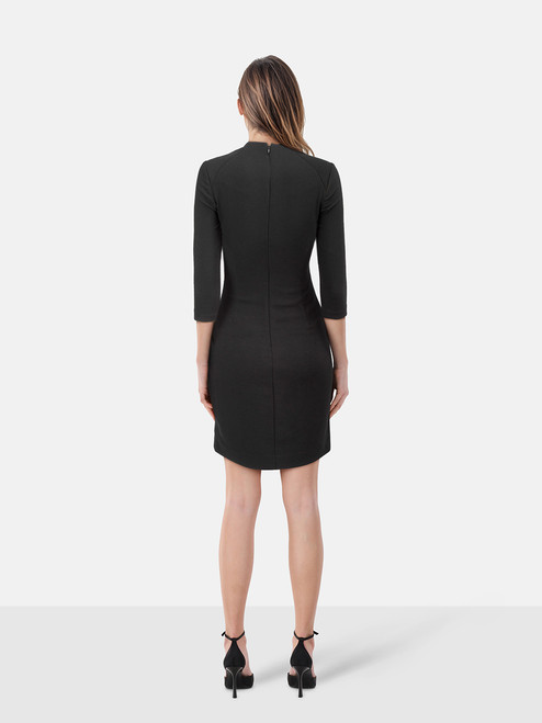 L'Agence Black Ruched Detail Mid Sleeves Dress