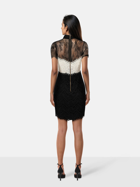 Sandro Black & White Lace Panelled Dress
