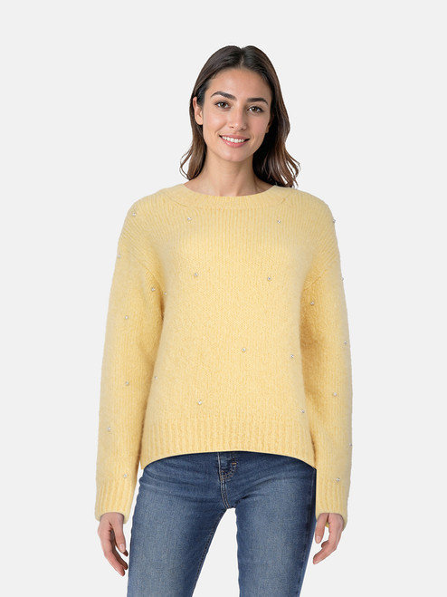 Sandro Yellow Mohair Crystal Embellished Jumper Sandro Yellow Mohair Crystal Embellished Jumper