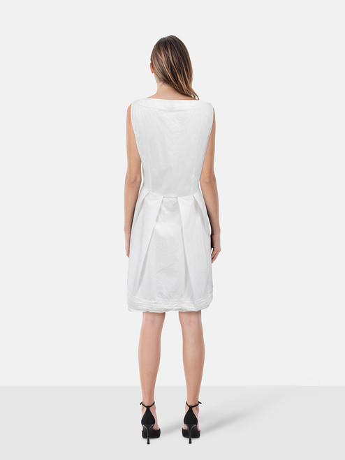 Miu Miu White Sleeveless Flared Knee Length Dress