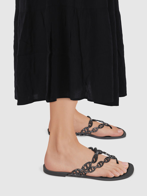 Hermès Black Island Sandals