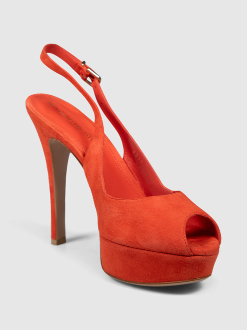 Gianvito Rossi Orange Suede Platform Heels