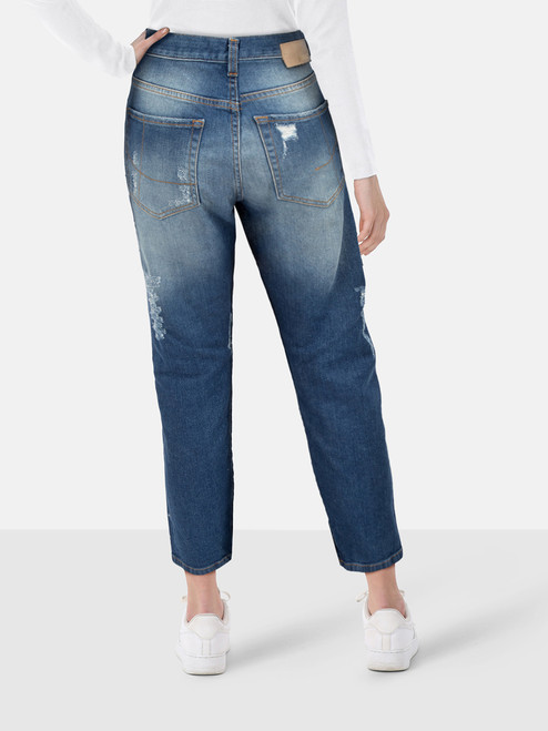 Pinko Blue Denim Sequinned Distressed Jeans
