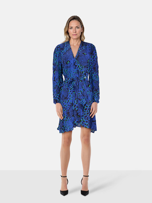 Karen Millen Blue Leopard Print Wrap Dress