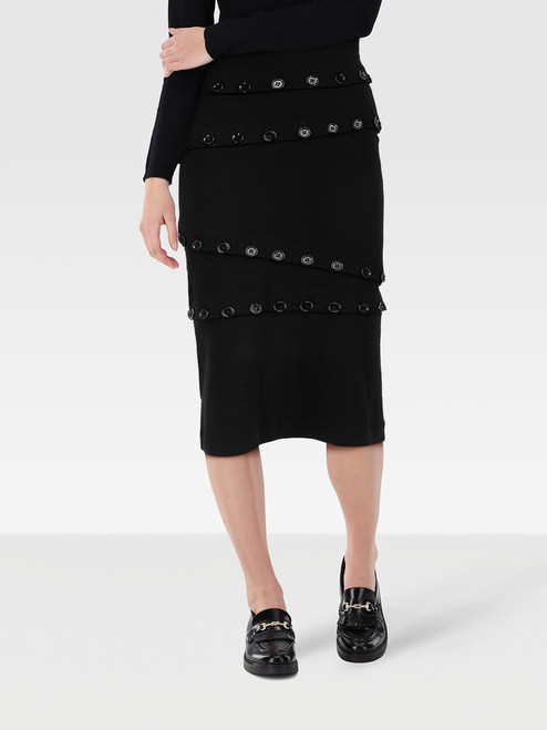 Dolce & Gabbana Black Button Detail Pencil Skirt