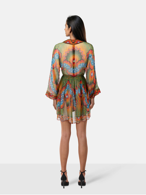 Valentino Garavani Abstract Patterned Sheer Mini Dress